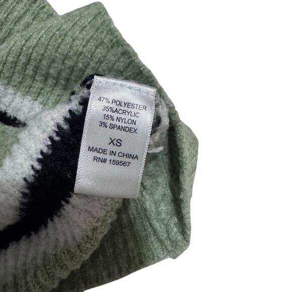 Hazel Moon Sage Green Striped Knit Sweater Women’s XS Cropped Cozy crew - Picture 6 of 6